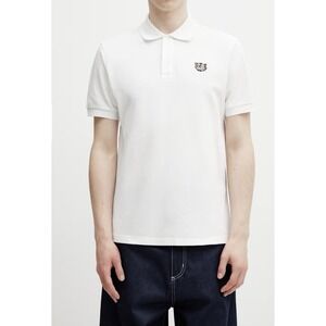 KENZO Paris Polo Shirt Cotton  White Tiger Logo Embroidered Men Size M Authentic